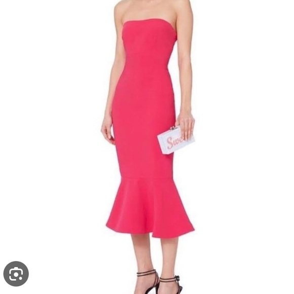 Barbiecore Pink Dress Strapless Luna Dress by Cinq à Sept size 6-8 - Picture 1 of 7